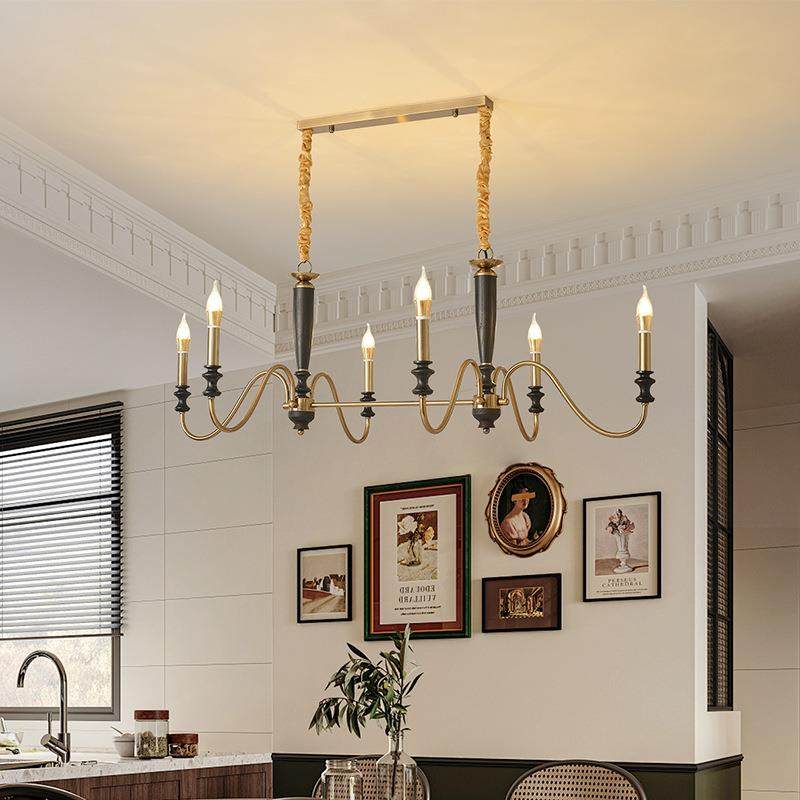 美式客厅吊灯田主园乡村38668复简古约式实木餐厅灯中古风中卧室