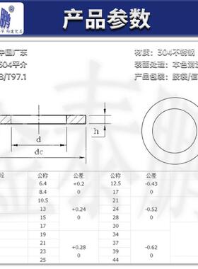 3金04不锈G钢B/T97.1平垫片1圆VCW形加大加厚属螺丝平垫圈M8M0M12