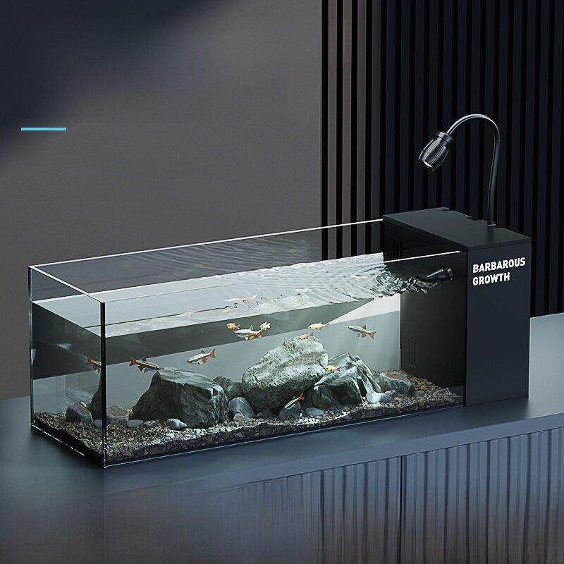 桌面溪流缸侧滤鱼缸小型客厅2024新款生态造景过滤制氧一体机