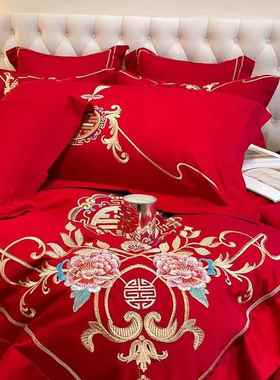 中式婚四庆婚件套大上红色重工刺绣喜庆床Ctz16913用品婚房绣花喜