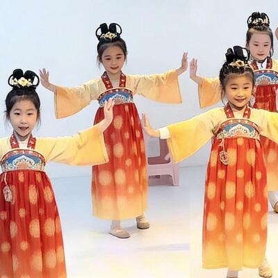 小乐舞鼓上舞汉唐风儿童演出服女儿心总如水古典舞汉服舞蹈表演服