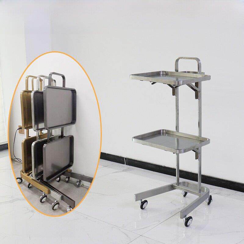 3Am不锈钢美容车储物架美发沙龙工具车可折叠杠驱动器多功能理发
