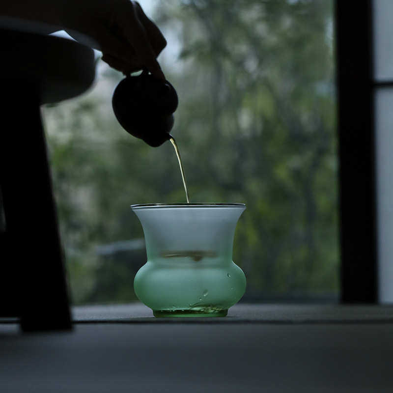 带盖琉璃茶渣缸茶桌倒水茶台茶室玻璃建水茶洗会所水盂壶承干泡台
