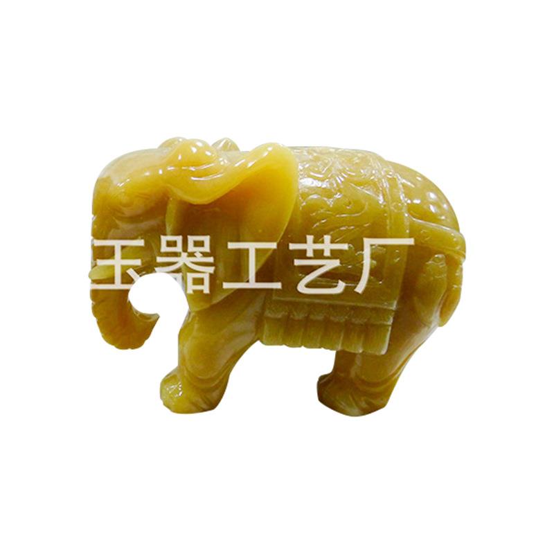 厂家米黄玉大象摆件家居装饰礼品春节过节送礼办公室玉石摆件
