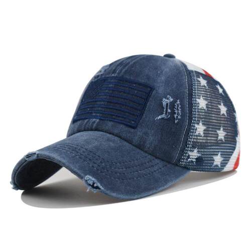American Flag Trucker Hat Women Distressed Washed Baseball