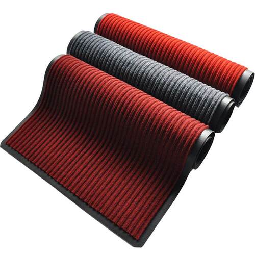 双条纹地毯可切割成灰色防滑商场办公走廊加厚红色Pvc加厚门垫