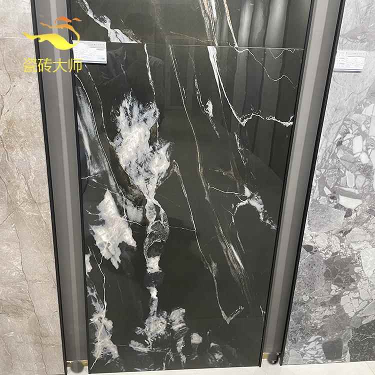 佛山瓷砖通体大理石黑白根客厅地砖750x1500黑色轻奢厨卫电视墙砖