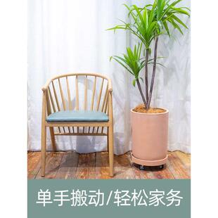 玄之祥石粉陶圆形仿水泥移动花盆托盘接水简约北欧风万向轮底座垫