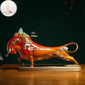 源盛集珍办公室纯铜牛摆件牛气冲天工艺品牛转乾坤乔迁开业礼品