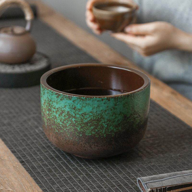 覆古粗陶茶洗缸大号轻奢高档茶具配件茶盆茶盂水盂笔洗茶渣缸建水