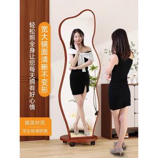 网红旋转穿衣用镜家立体全身镜子入CIR户移动落可地挂衣架一试体