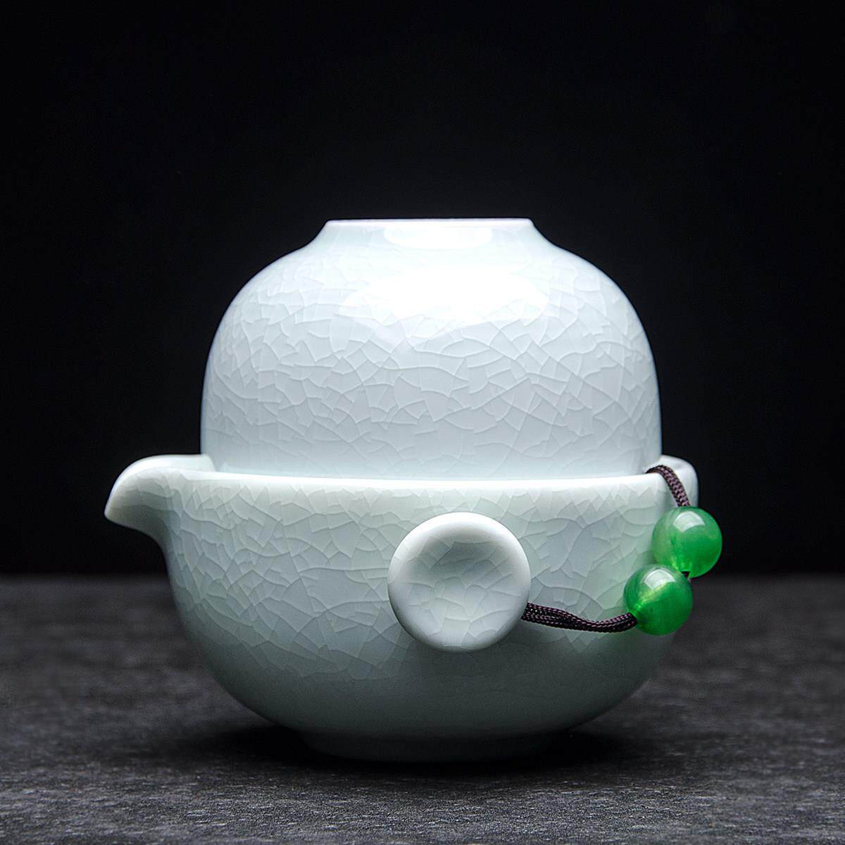 汝窑旅行茶具套组户外露营喝茶装备随身可携式包陶瓷旅游出差快客