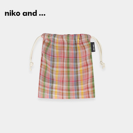 niko and …小包2024时尚可爱创意格纹抽绳通勤包袋112767