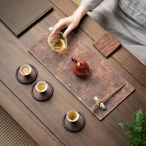 中式国风茶席唐彩纹手缝复古干泡席茶桌隔热茶垫桌旗茶具配件