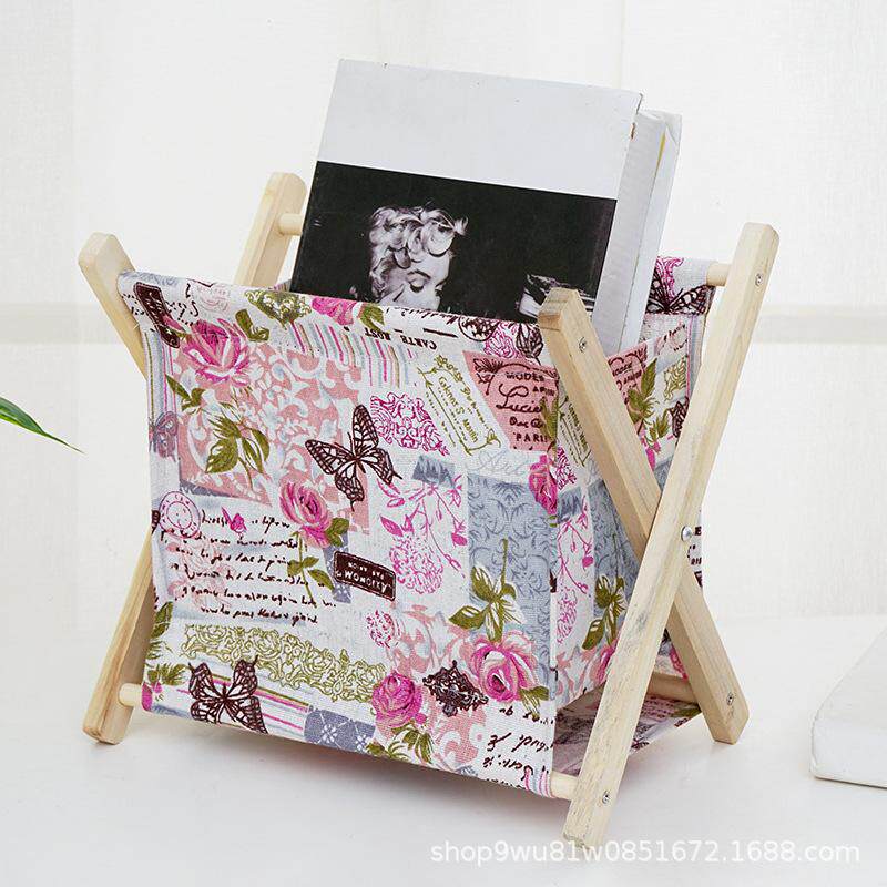 报刊版时尚杂志架杂志布艺收纳架筐整理桌面报纸书报架口袋楼书w