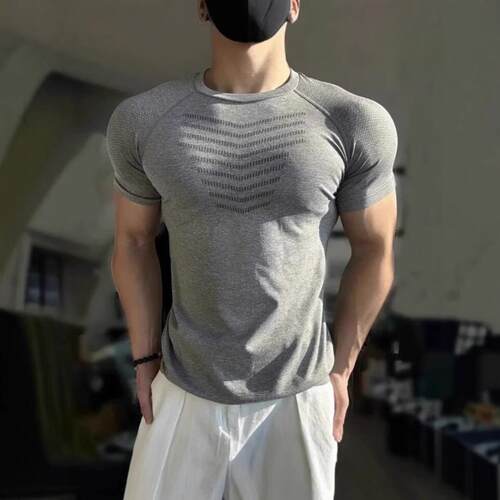 Sports Collar Pattern Short Sleeve Training Fitness