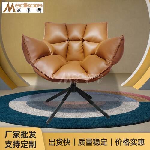美式皮革单人沙发设计师老虎造型家用办公懒人休闲椅