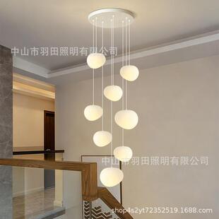 奶油风简楼梯吊灯约创厅意长线995别墅客楼梯间挑空lot复式 楼大f