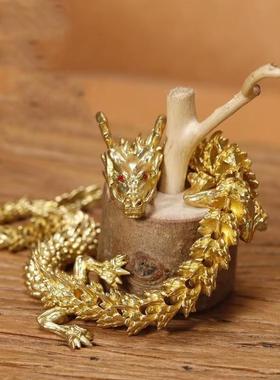 2024甲辰黄铜铸造3D关节可活动龙家居桌面装饰五爪龙摆件厂家