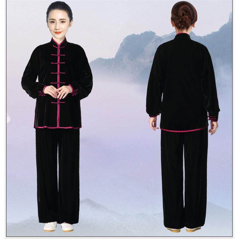 高档新款224秋冬季0加厚太极拳服服装不绒武术服表演倒太极服金丝