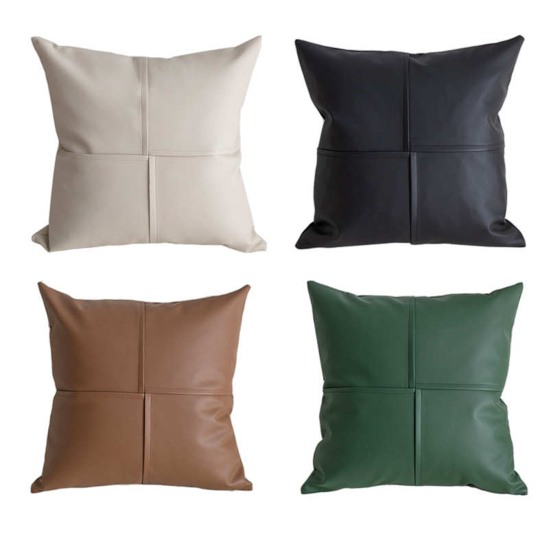 纯色PU皮质抱枕现代简约酒店客厅皮沙发靠枕靠垫样板房腰枕靠背垫
