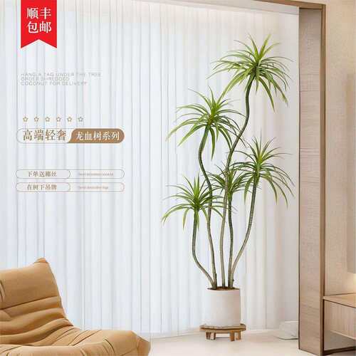 仿真绿植龙血树客厅龙舌兰高端轻奢落地式假花树植物盆栽装饰摆件