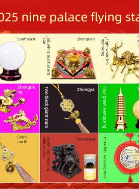 2025年蛇年九宫飞星五黄二黑七红王发财发财引财聚财阵吉祥物装饰