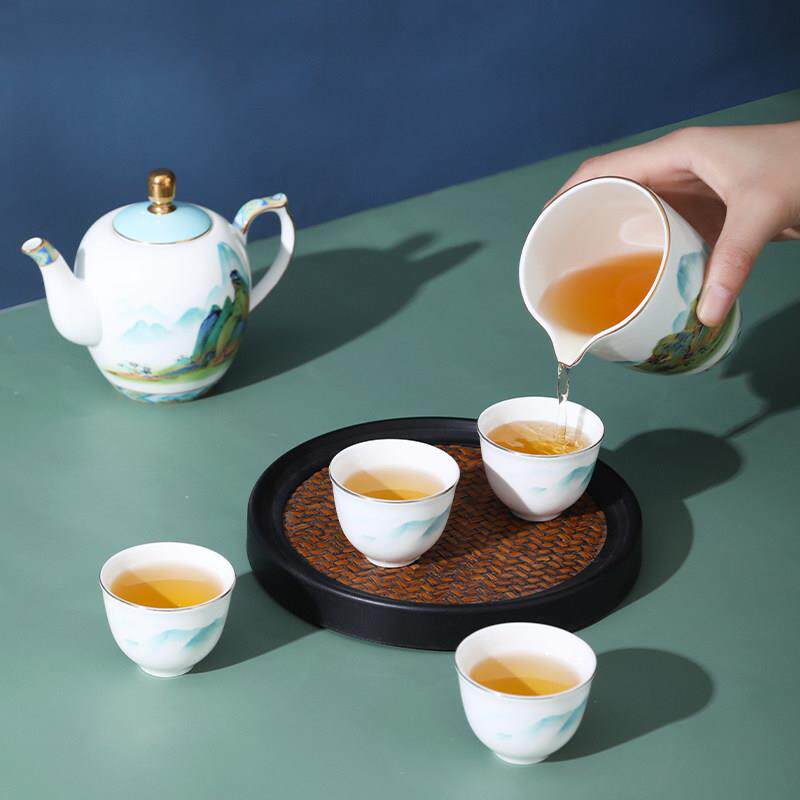 国瓷 骨瓷HGQLJSCJ夫茶具功套组 档整套公送礼茶壶礼高盒 千里办