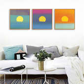 卧室摆系安迪沃霍尔挂画画风壁日波普色块艺术简约日出日落装 饰画