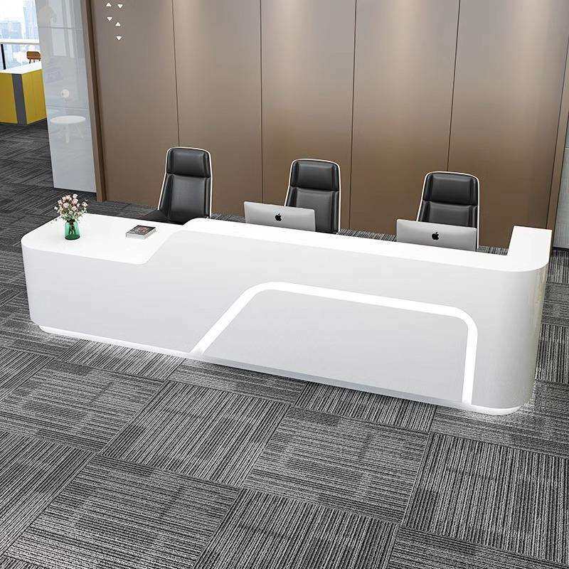 简约现代公司烤漆前台时尚异形接待台咨询吧台宾馆创意迎宾收银桌