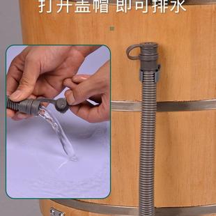 泡脚木桶过小腿桶带排水洗脚足浴用木盆盆橡木家带轮965子高深桶