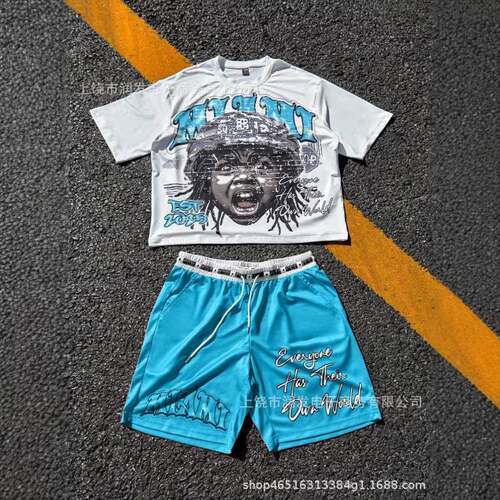 Letter Print T-Shirt and Shorts Set Summer Casual