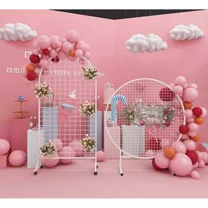 落地圆形网架网格婚庆展示架展示幼儿园作品立式铁艺饰品移动展会