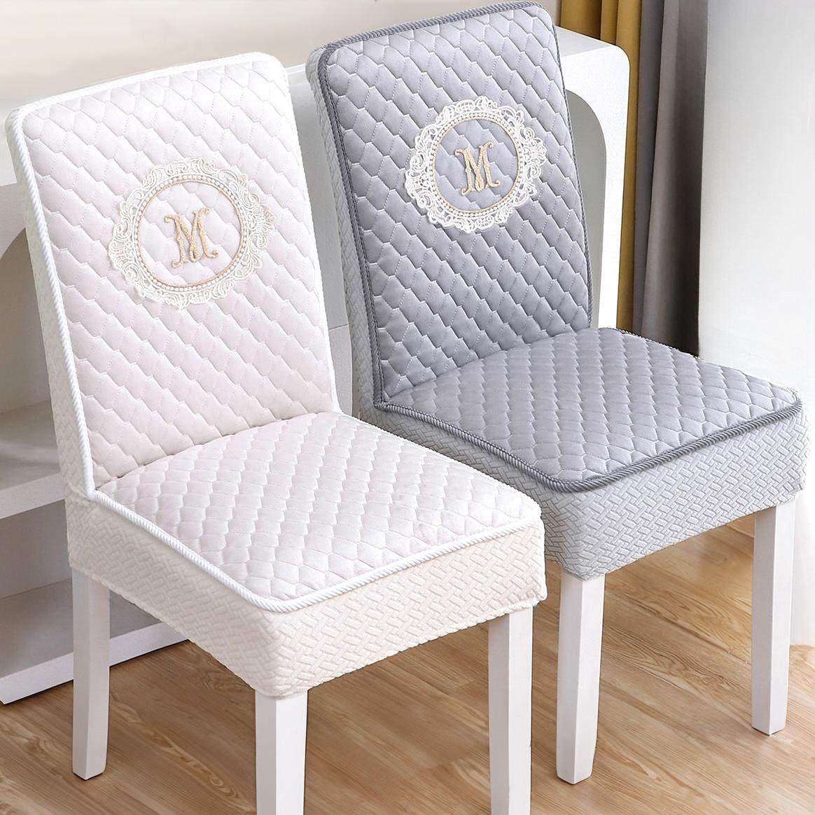 夹棉加厚防滑底椅子套罩通用高背矮靠背坐垫中式实木餐桌板凳皮座