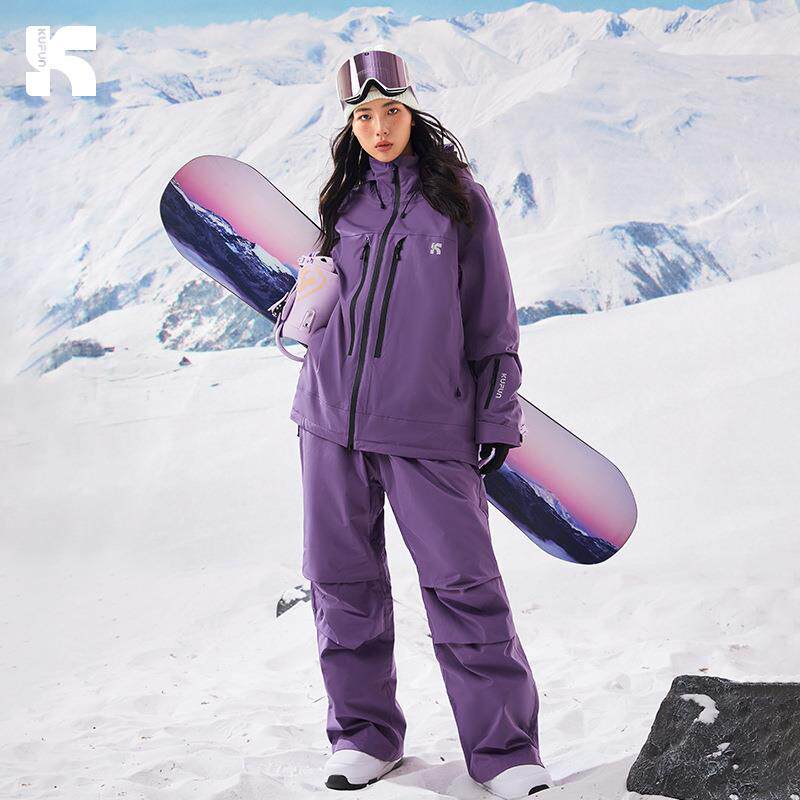 酷峰滑雪服套装2024新款冬女男专业紫色外套防水单板双板装备