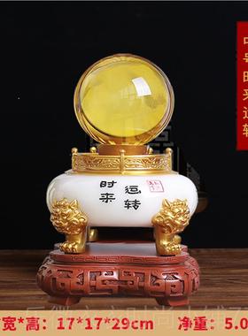 新款时来运转水晶球聚招宝盆摆客厅酒柜办公室装饰财品乔件迁开业