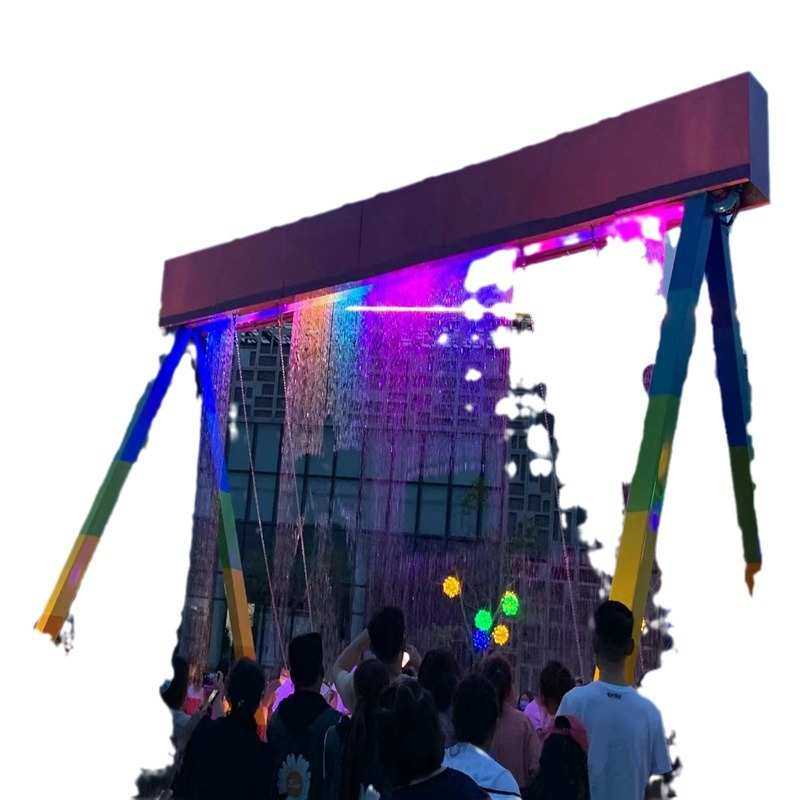 户外大型数码水幕秋千感应水帘不湿身景区互动装置灯光文旅游乐设
