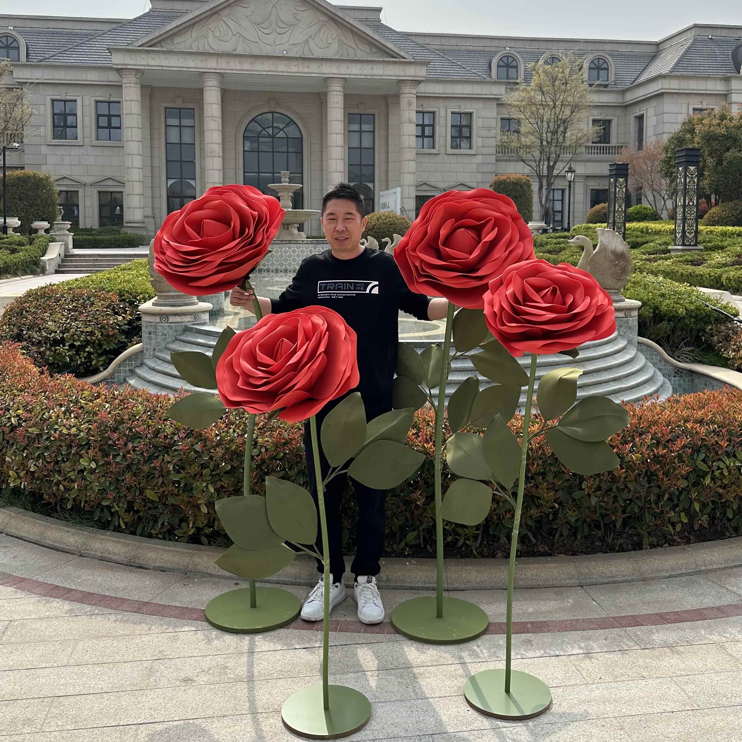 婚庆巨型立体玫瑰纸花艺婚礼大玫瑰道具美陈摆件网红橱窗布置装饰