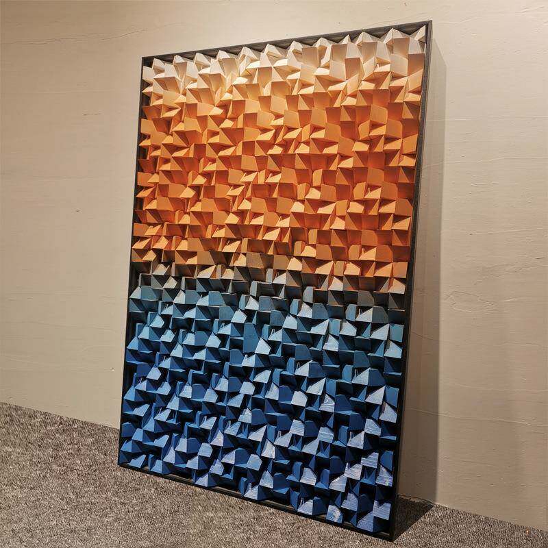 轻奢立装沙饰LM041画客厅发背景墙壁约画简体木块抽象画玄关样板