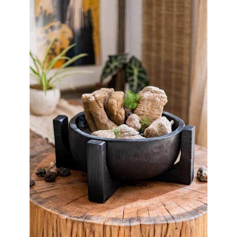 掬涵碳化木花道花器黑色支架花盆花瓶侘寂风桌面装饰果盘日式摆件,鲜花速递/花卉仿真/绿植园艺,花盆,淘宝优惠券,粉丝福利购,淘宝优惠卷