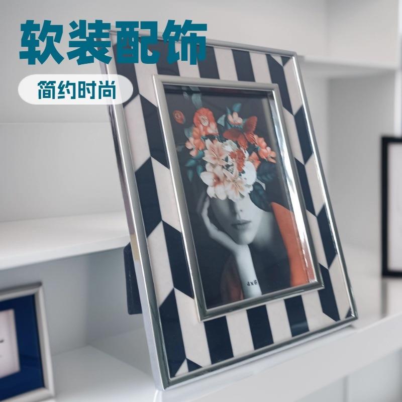 简约横竖式银色金属相框,软装简约相框摆台