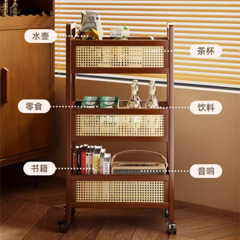 中古小推车收纳架子零食置物架客厅落地可移动带轮杂物储物柜简易