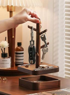 玄桌面收盒入【F046】户钥匙置物架纳托盘木质防办公桌杂物尘分层