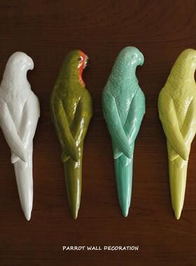 花园中的小精灵 出口欧式手绘鹦鹉造型陶瓷壁挂 墙上装饰艺术摆件