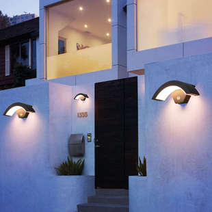 户外感应壁灯防水别墅庭院灯室外阳台露台店铺门口门前扇形墙壁灯