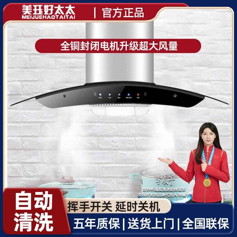 弧形烟机欧式油烟机家用不锈钢大吸力顶吸公寓出租房T型油烟机
