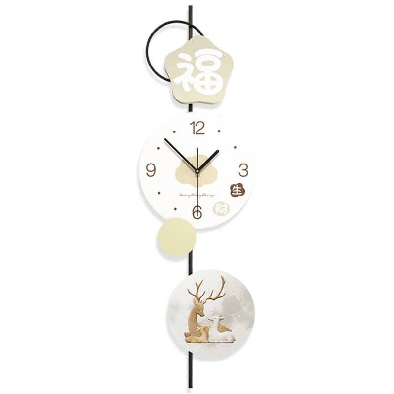 表餐厅钟表感高级打孔简约风客厅免奶油装饰挂墙挂钟时钟现代家用