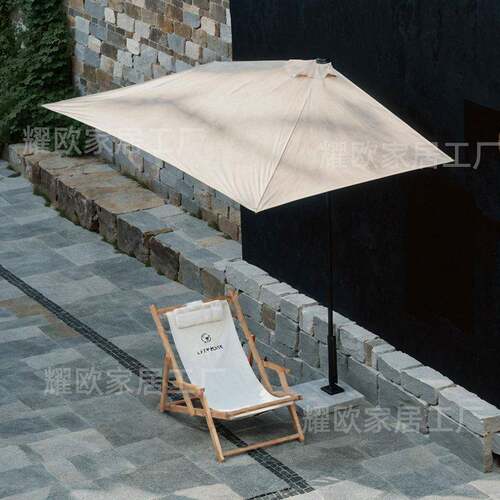 户外遮阳伞长方形靠墙高度可调花园阳台露天半边遮阳伞侧摆遮阳棚
