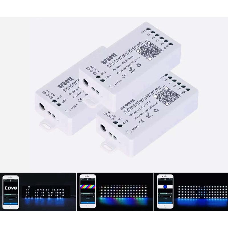 喜来灯SP801E全彩AP和STA双模式矩形灯具WIFI Art-Net控制器5-24V