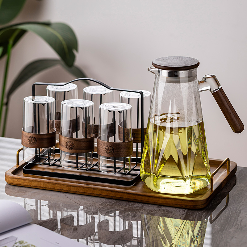 玻璃杯家用套装客厅待客耐高温水杯带把喝水杯子茶杯茶具水具套装